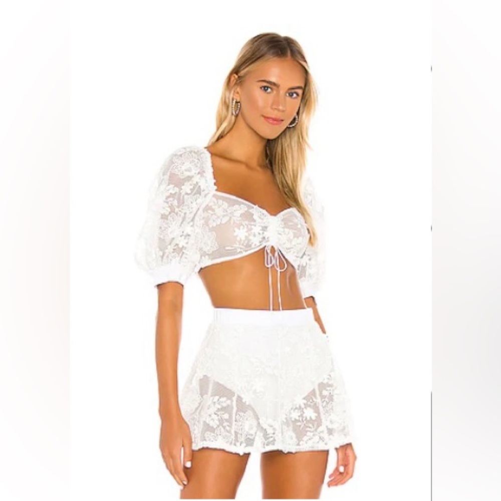 For Love And Lemons Ivory Lace Two-Piece Set